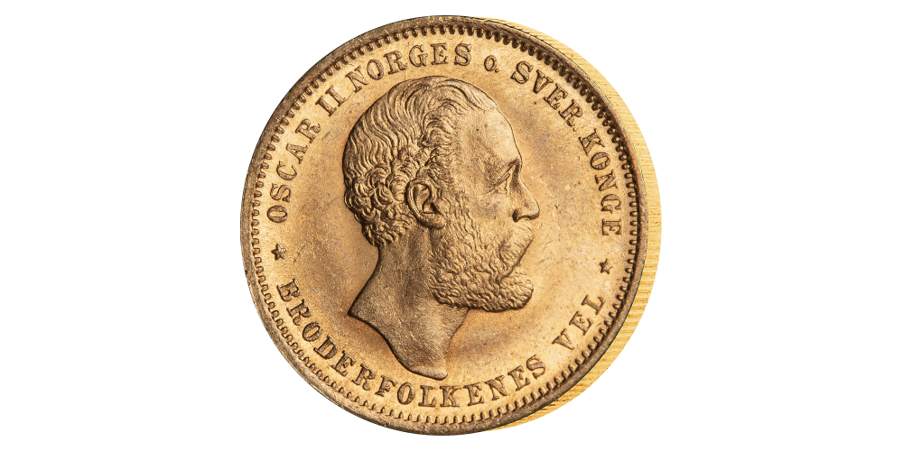 Norges første gullmynttype med kronevalør