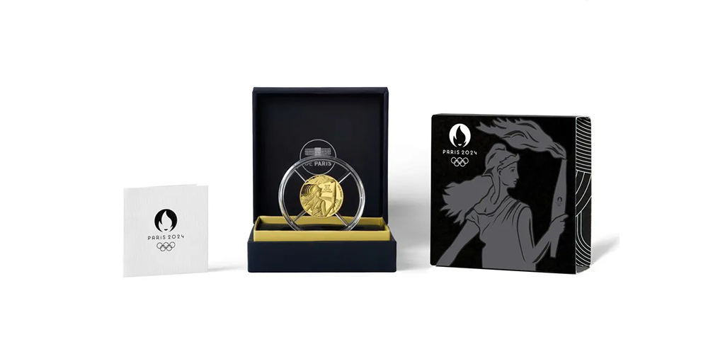 Paris 2024 - Den olympiske flamme 50€ Proof gullmynt med skrin